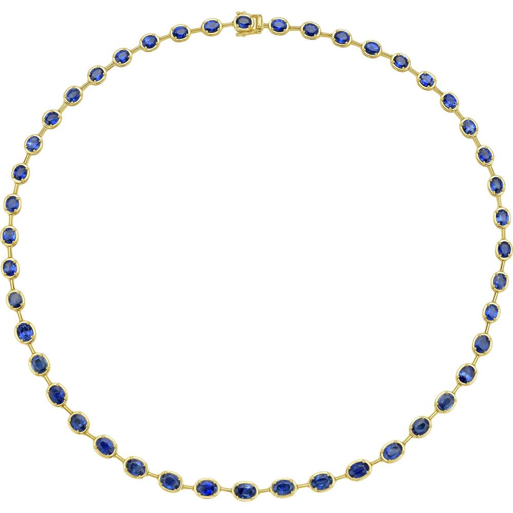 Ruchi New York - Lyre Blue Sapphire Necklace in 18K Yellow Gold