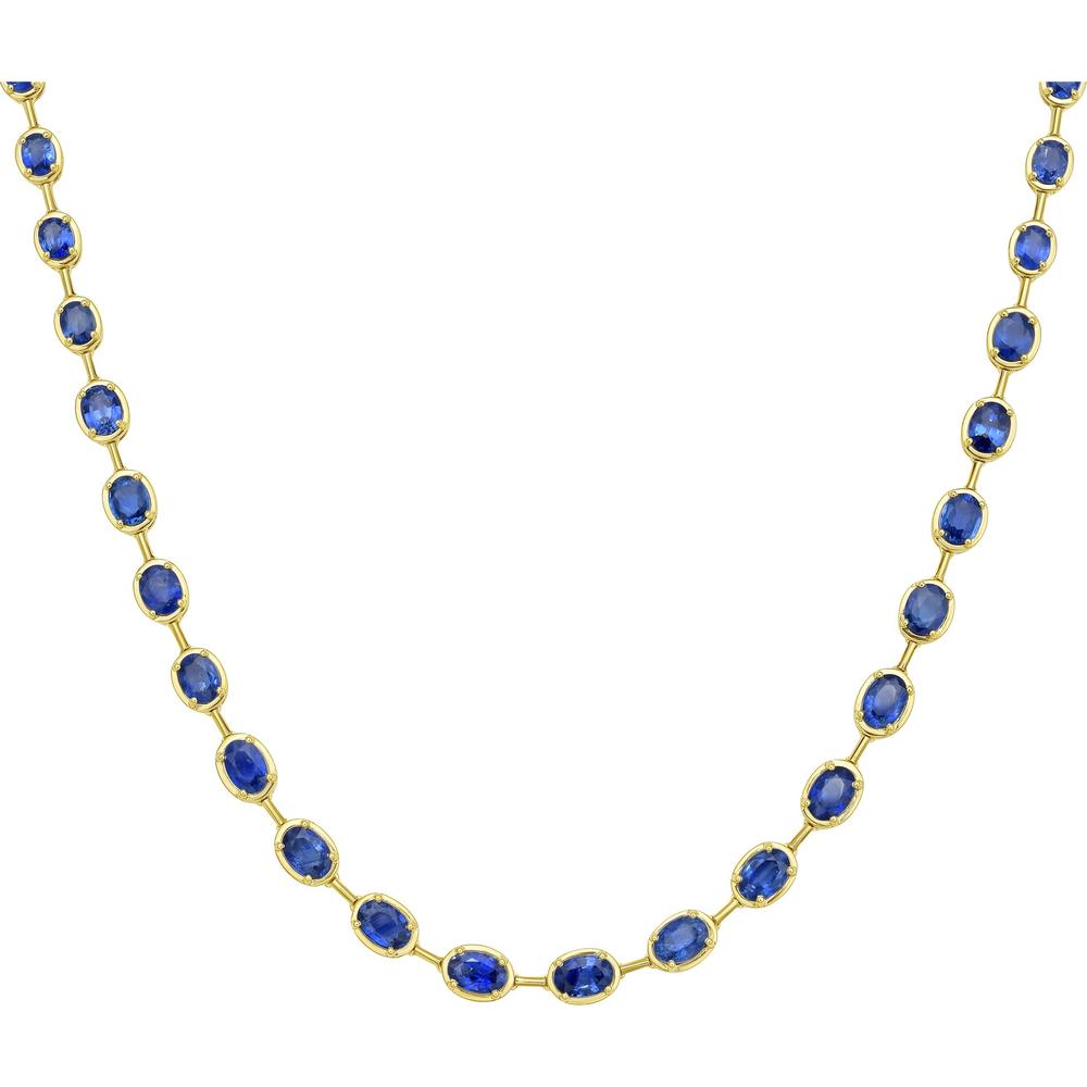 Ruchi New York - Lyre Blue Sapphire Necklace in 18K Yellow Gold