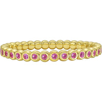 Ruchi New York - Marguerite Pink Sapphire Bezel Stretch Bracelet in 18K Yellow Gold - Ruchi New York