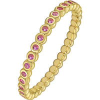 Ruchi New York - Marguerite Pink Sapphire Bezel Stretch Bracelet in 18K Yellow Gold - Ruchi New York
