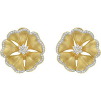 Ruchi New York - Marigold Diamond Flower Earrings in 18K Yellow Gold