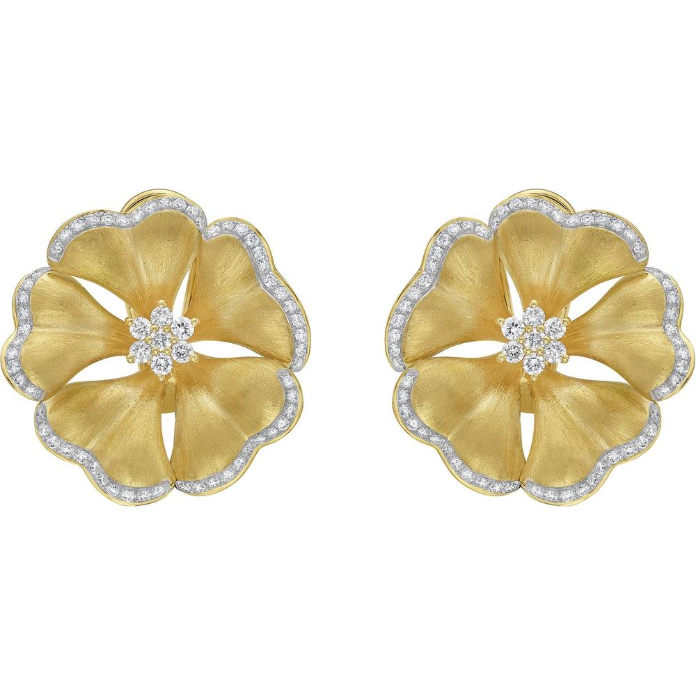 Ruchi New York - Marigold Diamond Flower Earrings in 18K Yellow Gold