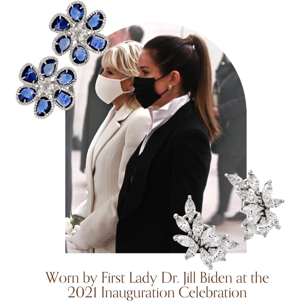 Ruchi New York - Mariposa Blue Sapphire Stud Earrings in 18K White Gold