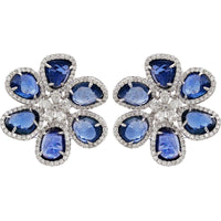 Ruchi New York - Mariposa Blue Sapphire Stud Earrings in 18K White Gold