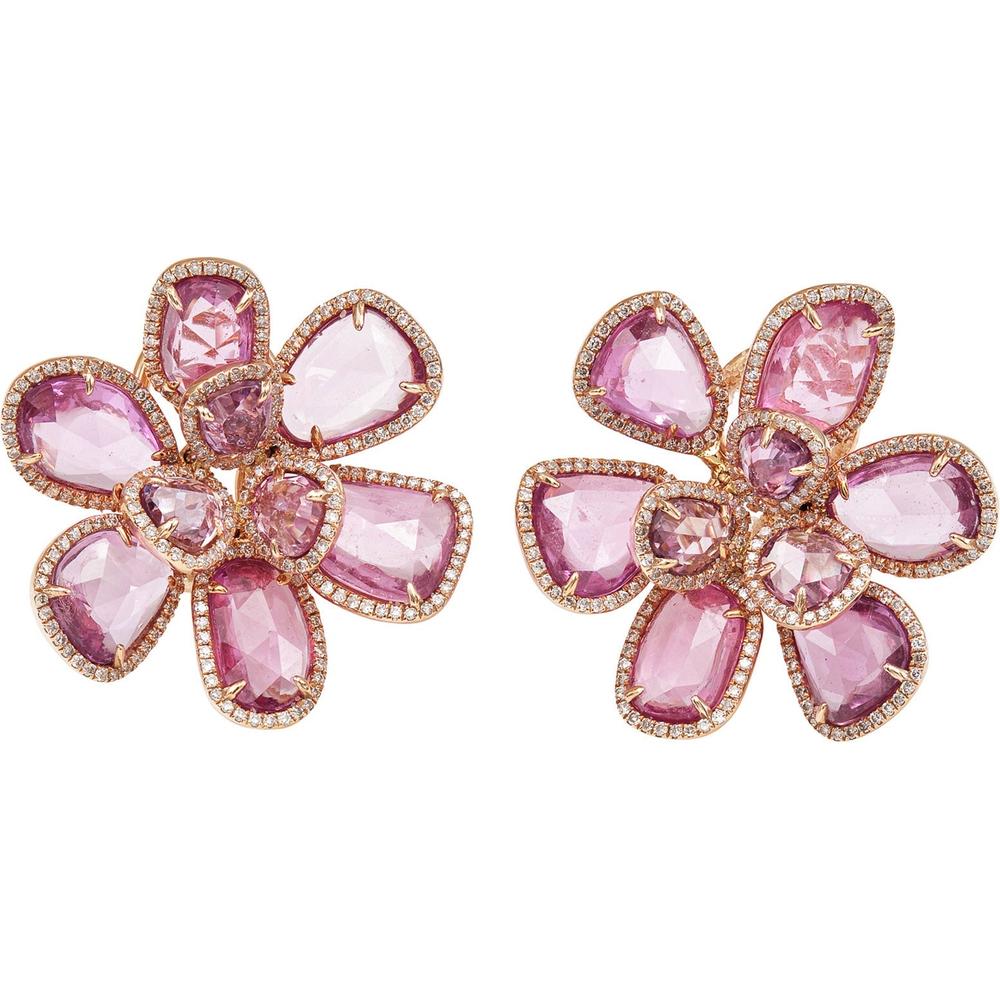 Ruchi New York - Mariposa Pink Sapphire Earrings in 18K Rose Gold