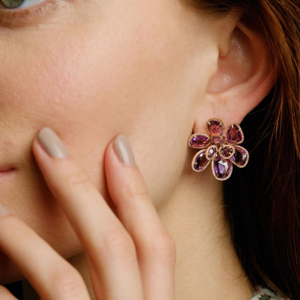 Ruchi New York - Mariposa Pink Sapphire Earrings in 18K Rose Gold