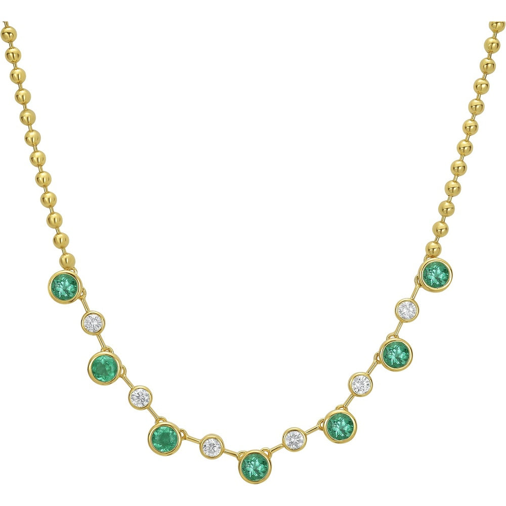 Ruchi New York - Mia Emerald & Diamond Fringe Necklace in 18K Yellow Gold - Ruchi New York