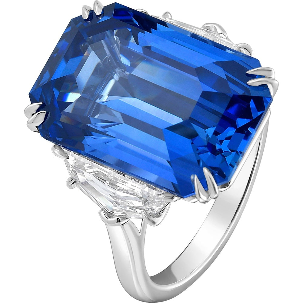Ruchi New York - Midnight Blue Sapphire & Diamond Collector Ring in Platinum - Ruchi New York