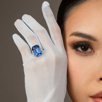 Ruchi New York - Midnight Blue Sapphire & Diamond Collector Ring in Platinum - Ruchi New York