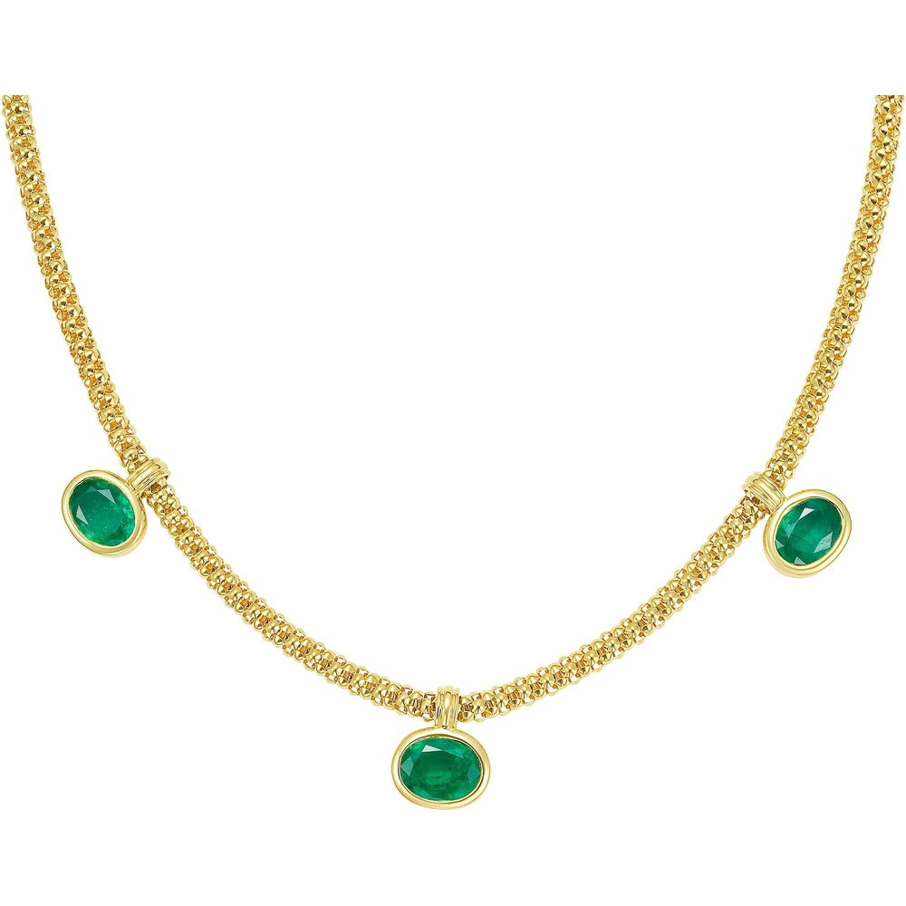 Ruchi New York - Milia Colombian Emerald Bezel Charm Necklace in 18K Yellow Gold - Ruchi New York