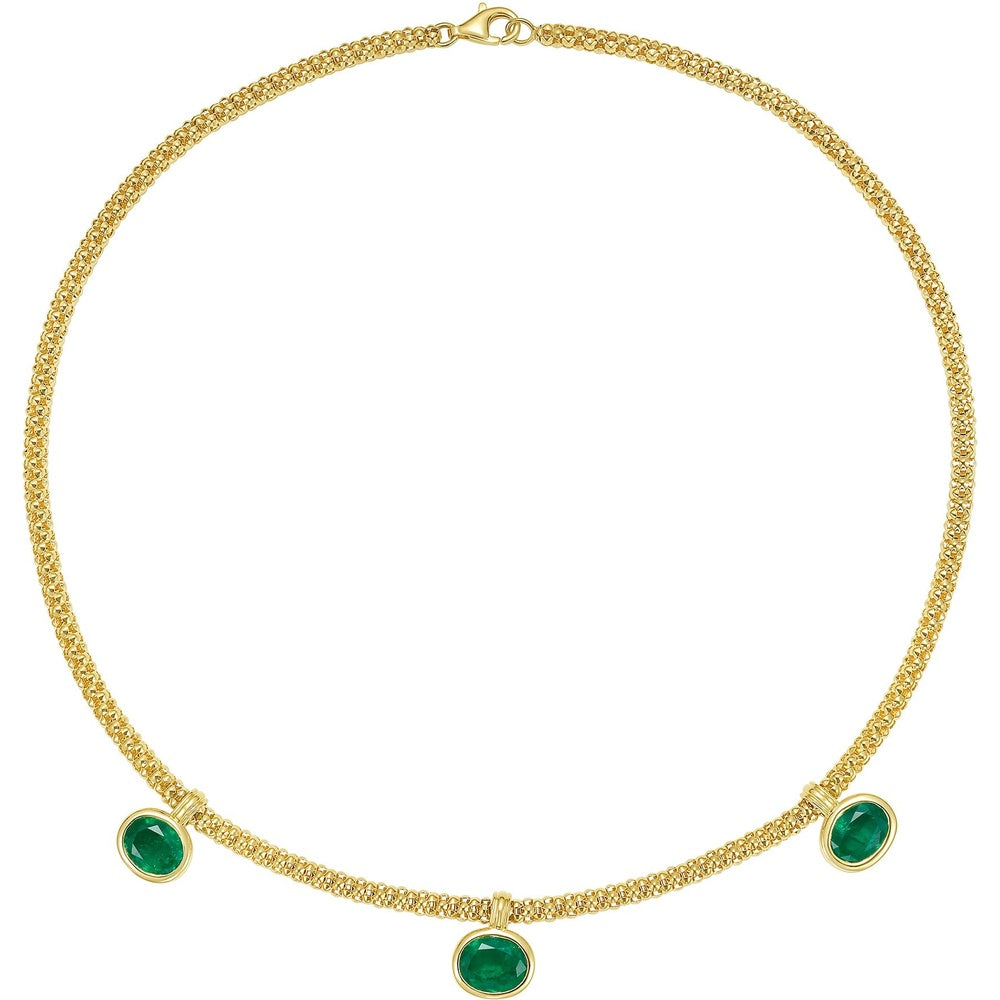 Ruchi New York - Milia Colombian Emerald Bezel Charm Necklace in 18K Yellow Gold - Ruchi New York