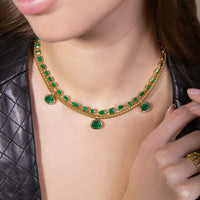 Ruchi New York - Milia Colombian Emerald Bezel Charm Necklace in 18K Yellow Gold - Ruchi New York