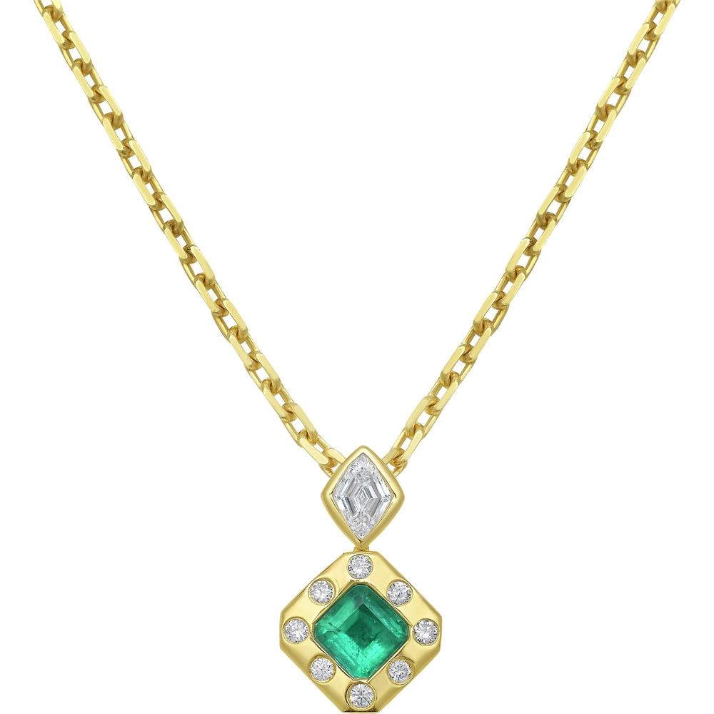 Ruchi New York - Milia Emerald Pendant Necklace in 18K Yellow Gold