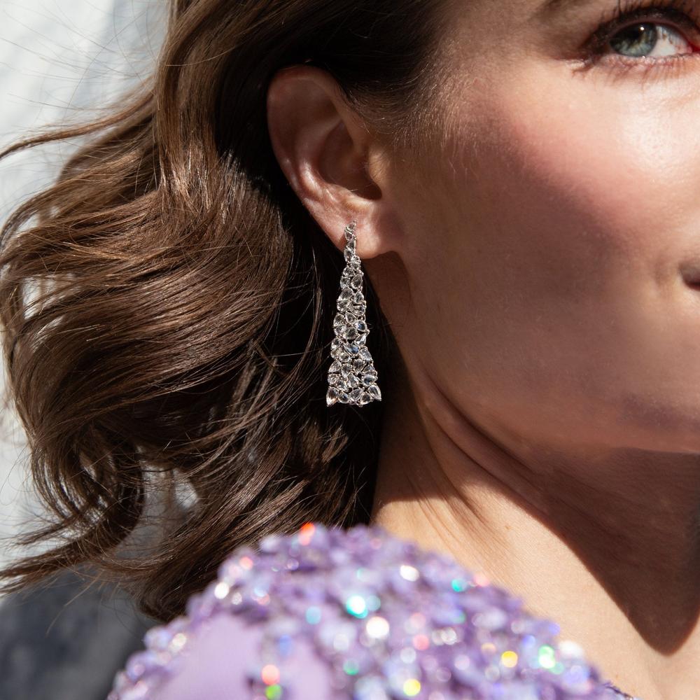 Ruchi New York - Mimosa Diamond Chandelier White Gold Earrings