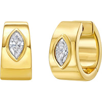Ruchi New York - Mistral Diamond Huggie Hoop Earrings in 18K Yellow Gold