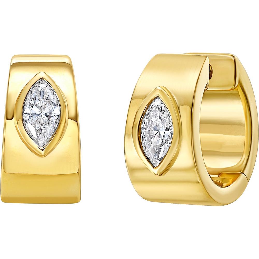Ruchi New York - Mistral Diamond Huggie Hoop Earrings in 18K Yellow Gold