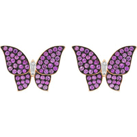 Ruchi New York - Morphia Pink Sapphire Butterfly Stud Earrings with Kite-Cut Diamonds in 18K Rose Gold - Ruchi New York