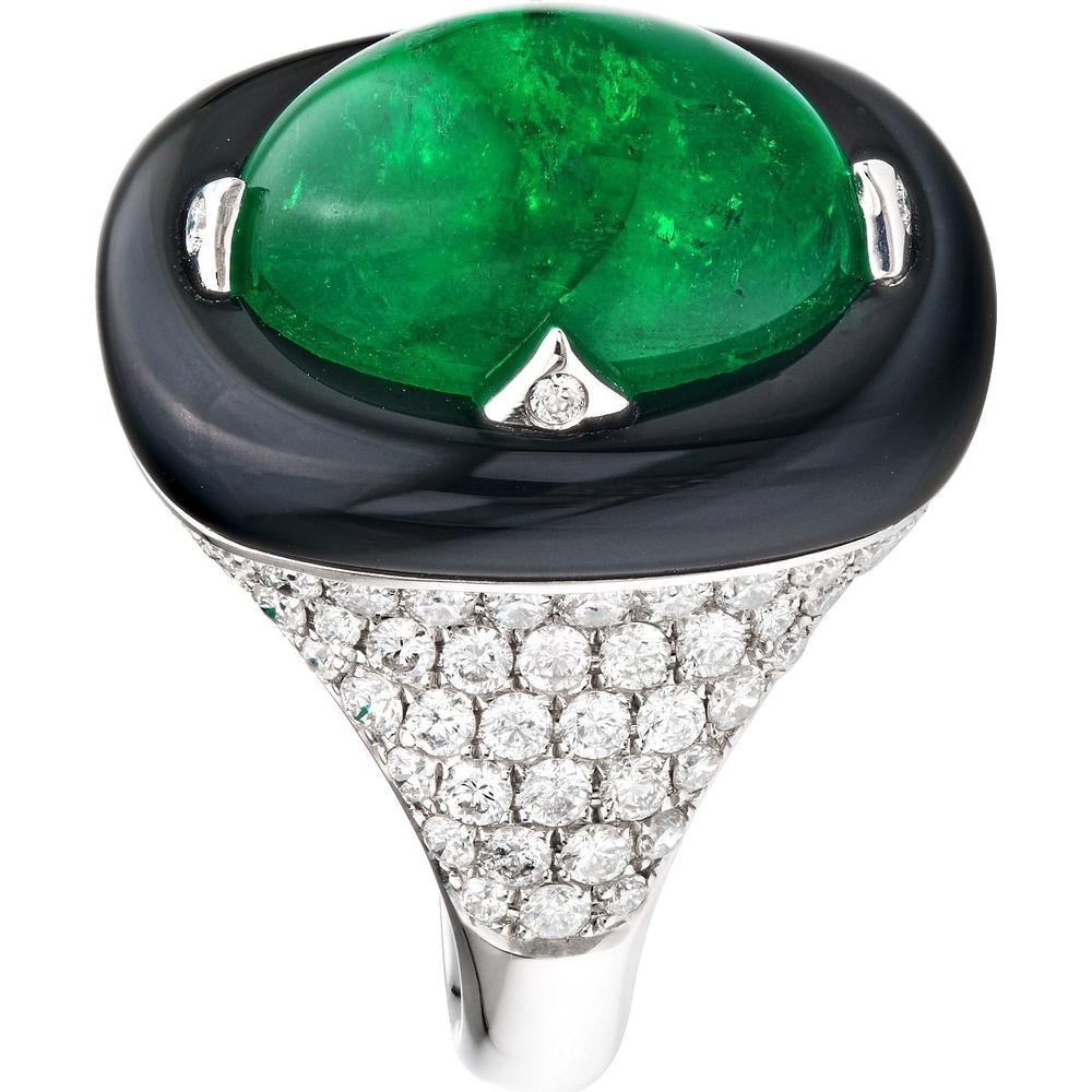 Ruchi New York - Muzo Emerald Cocktail Ring in 18K White Gold