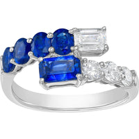 Ruchi New York - Myrtos Blue Sapphire & Diamond Asymmetrical Ring in 18K White Gold - Ruchi New York