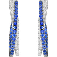 Ruchi New York - Myrtos Blue Sapphire Hoop Earrings in 18K White Gold
