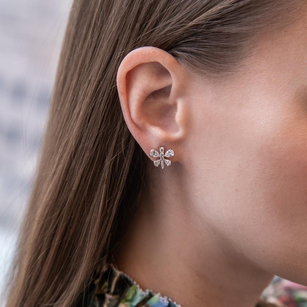 Ruchi New York - Nabi Diamond Stud Earrings in 18K White Gold