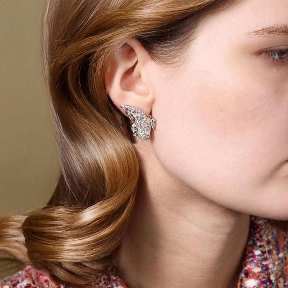 Ruchi New York - Nabi White Sapphire and Diamond Earrings in 18K White Gold