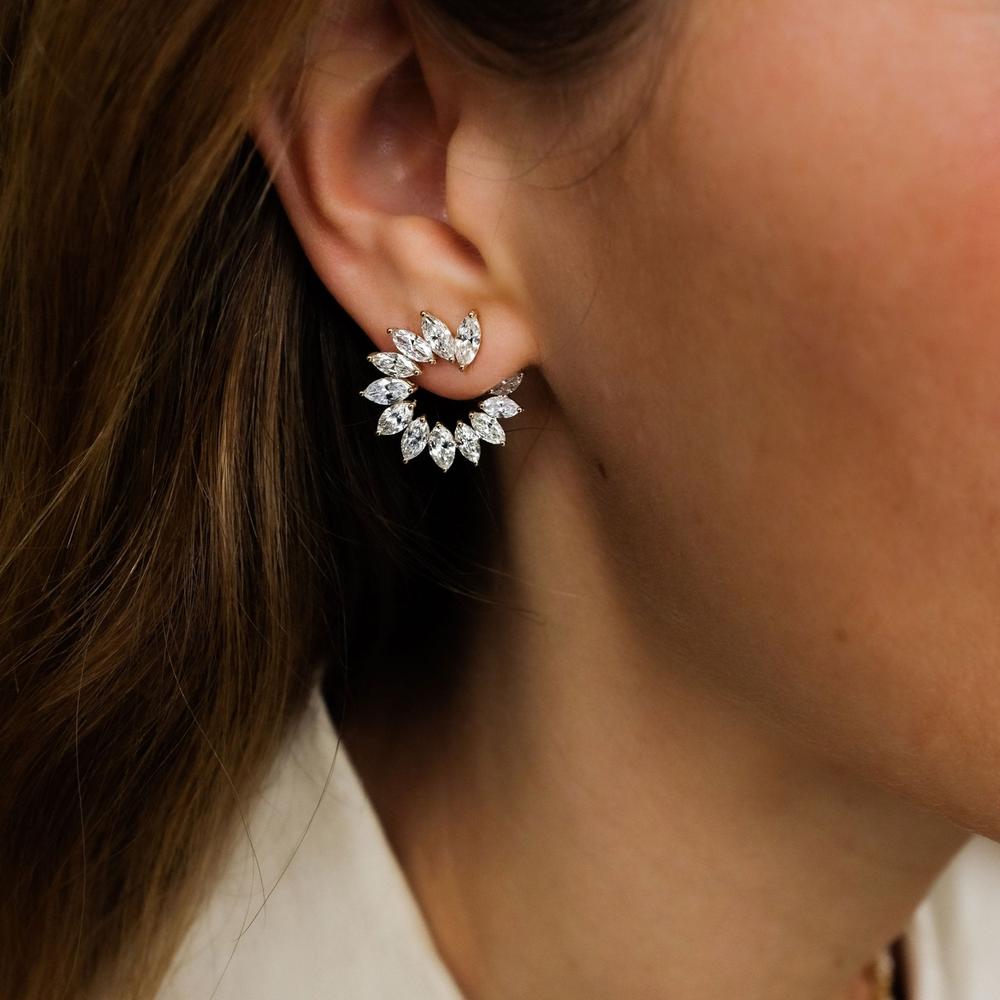 Ruchi New York - Narcissa Diamond Crescent Earrings in 18K White Gold
