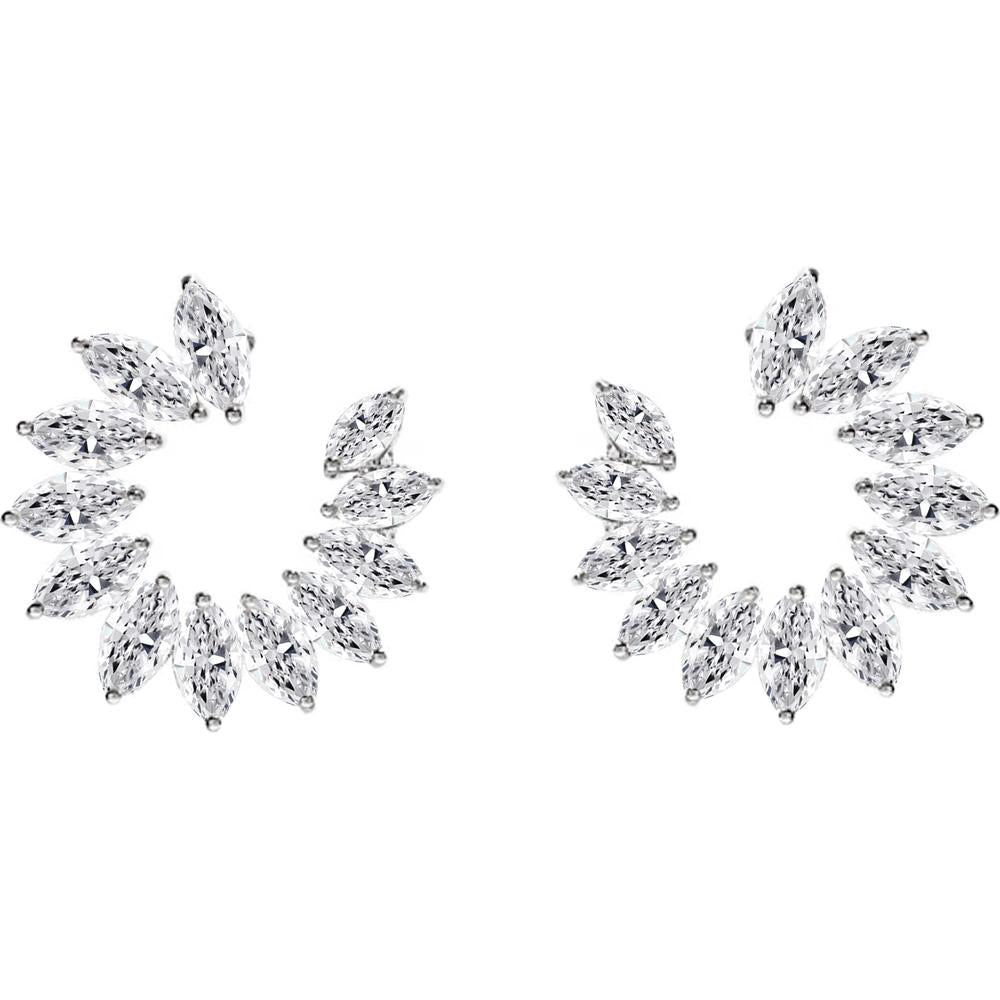 Ruchi New York - Narcissa Diamond Crescent Earrings in 18K White Gold