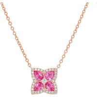 Ruchi New York - Nectar Pink Sapphire & Diamond Floral Pendant Necklace in 18K Rose Gold - Ruchi New York