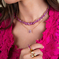 Ruchi New York - Nectar Pink Sapphire & Diamond Floral Pendant Necklace in 18K Rose Gold - Ruchi New York