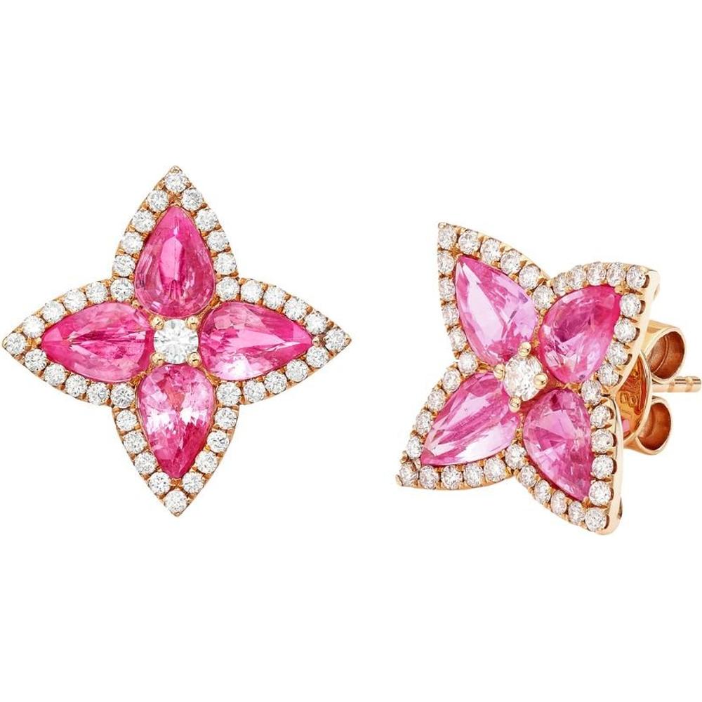 Ruchi New York - Nectar Pink Sapphire Stud Earrings in 18K Rose Gold