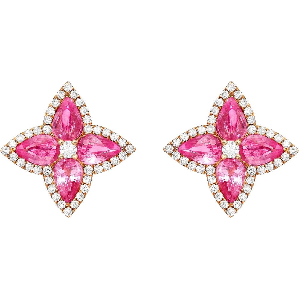 Ruchi New York - Nectar Pink Sapphire Stud Earrings in 18K Rose Gold