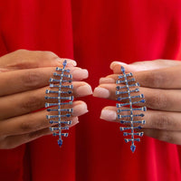 Ruchi New York - Nereid Blue Sapphire Chandelier Earrings in 18K Black Rhodium White Gold