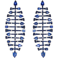 Ruchi New York - Nereid Blue Sapphire Chandelier Earrings in 18K Black Rhodium White Gold