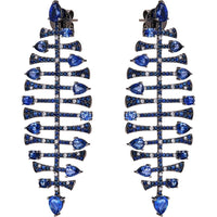Ruchi New York - Nereid Blue Sapphire Chandelier Earrings in 18K Black Rhodium White Gold