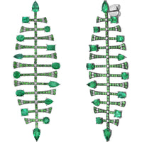 Ruchi New York - Nereid Emerald Chandelier Earrings in 18K Black Rhodium White Gold