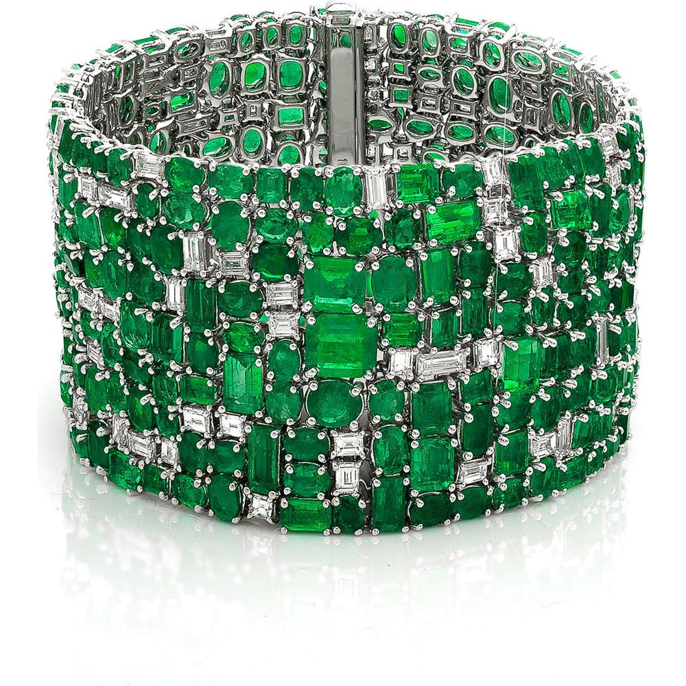 Ruchi New York - Nova Emerald & Diamond Bracelet in 18K White Gold