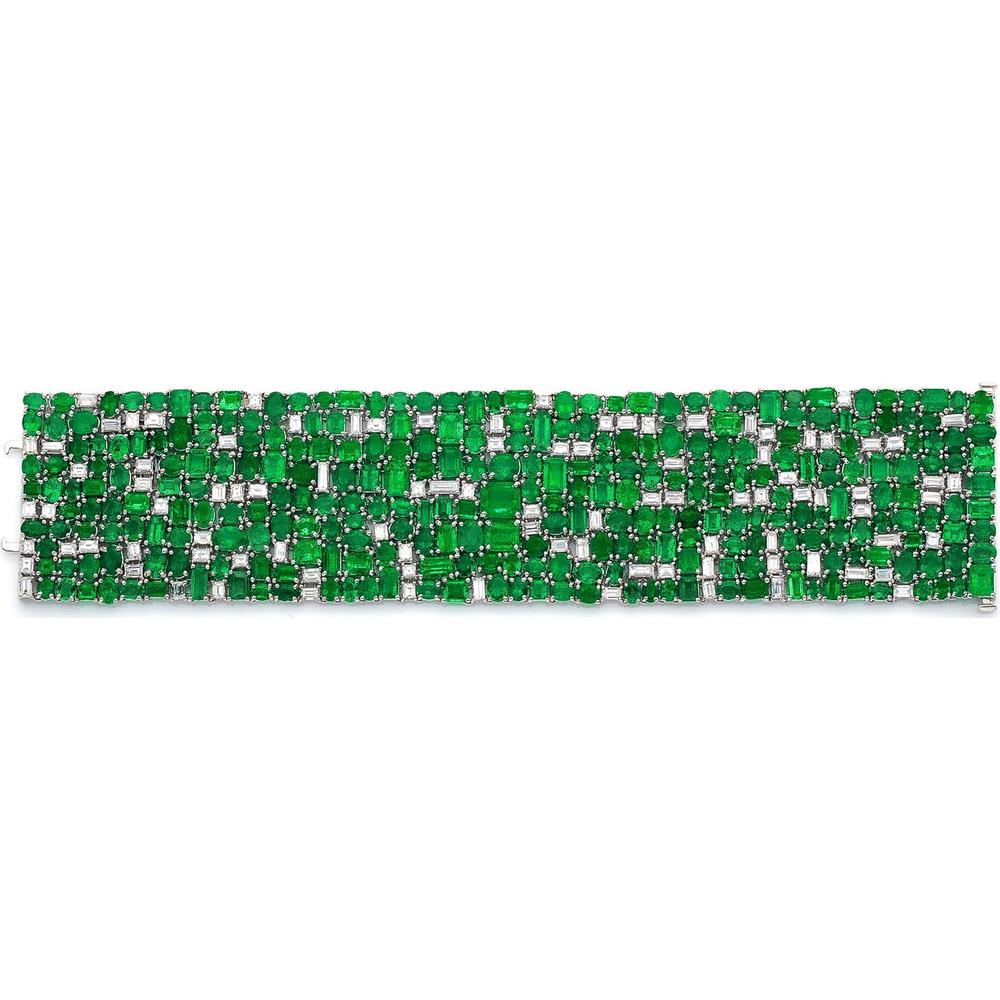 Ruchi New York - Nova Emerald & Diamond Bracelet in 18K White Gold