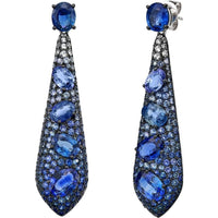 Ruchi New York - Nyx Statement Blue Sapphire Earrings in 18K White Gold