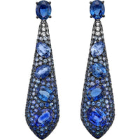 Ruchi New York - Nyx Statement Blue Sapphire Earrings in 18K White Gold