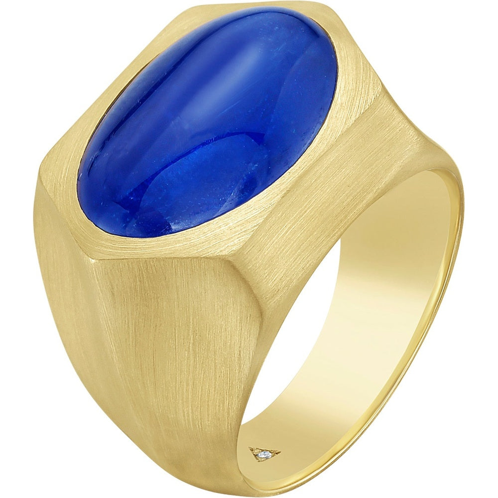 Ruchi New York - Ocea 9.86 Carat Cabochon Blue Sapphire Cocktail Ring in 18K Yellow Gold - Ruchi New York