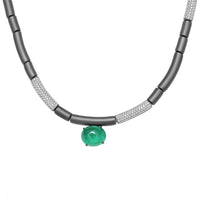 Ruchi New York - Odelle Emerald Statement Necklace in 18K White Gold