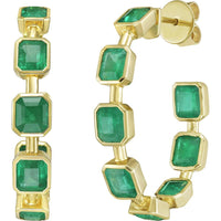 Ruchi New York - Olana Emerald Hoop Earrings in 18K Yellow Gold