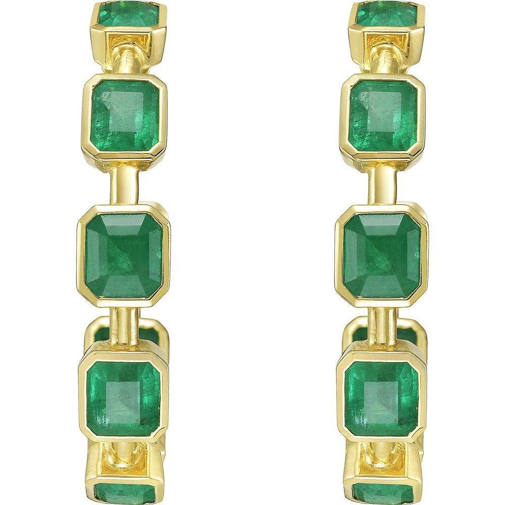 Ruchi New York - Olana Emerald Hoop Earrings in 18K Yellow Gold