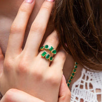 Ruchi New York - Olana Emerald Wrap Ring in 18K Yellow Gold