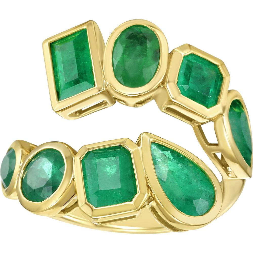 Ruchi New York - Olana Emerald Wrap Ring in 18K Yellow Gold