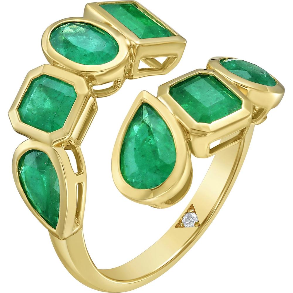 Ruchi New York - Olana Emerald Wrap Ring in 18K Yellow Gold