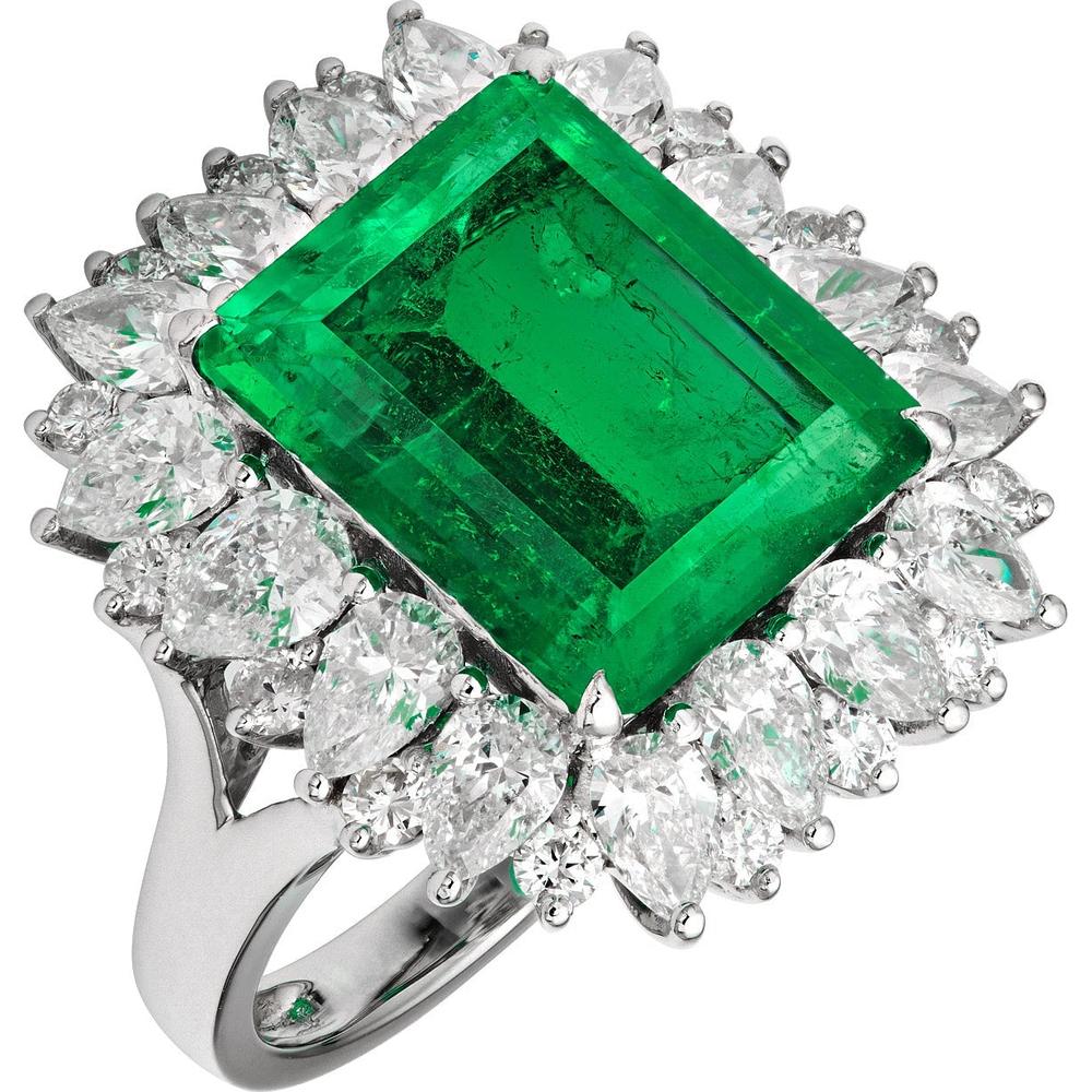 Ruchi New York - Opera Emerald Cocktail Ring in 18K White Gold