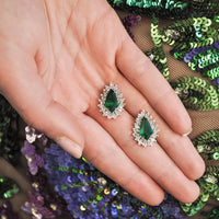 Ruchi New York - Opera Emerald Stud Earrings in 18K White Gold