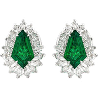 Ruchi New York - Opera Emerald Stud Earrings in 18K White Gold